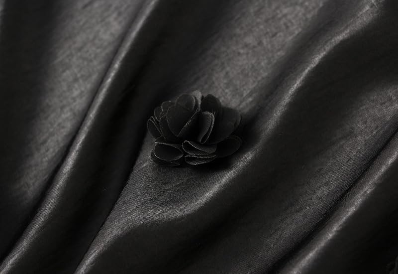 CORIRESHA Women's Clothing Gentle Temperament Commuter Style Satin 3D Flower Elastic High Waist Mermaid Skirt Slim Long Skirt4