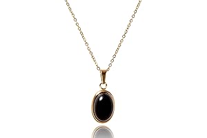 Handmade 18K Gold Vintage Black Onyx Pendant Necklace