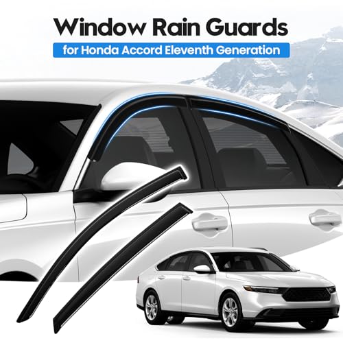 Image of Accord Rain Guards - Window Visors for Honda Accord 2023-2025 2026, Out-Channel Side Window Rain Guards for Accord Accessories, 4PCS, Black, Car Accessories