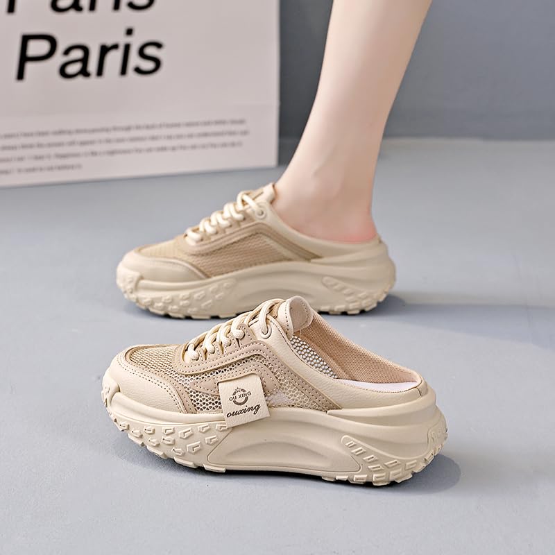 Women's Fashion Platform Slippers, Platform Thick Sole Mule Sneakers, Casual Mesh Sandals, Versatile Thick Sole Flats, Breathable Summer Outdoor Shoes2