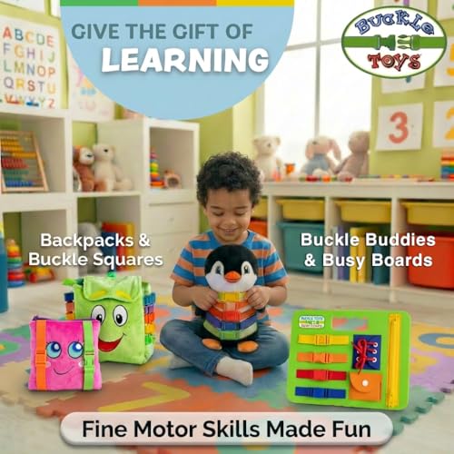 Image of Buckle Toys - Buster Square - Learning Activity Toy - Develop Fine Motor Skills and Problem Solving - Easy Travel Toy - Educational Classroom Must Have (Pack of 2)