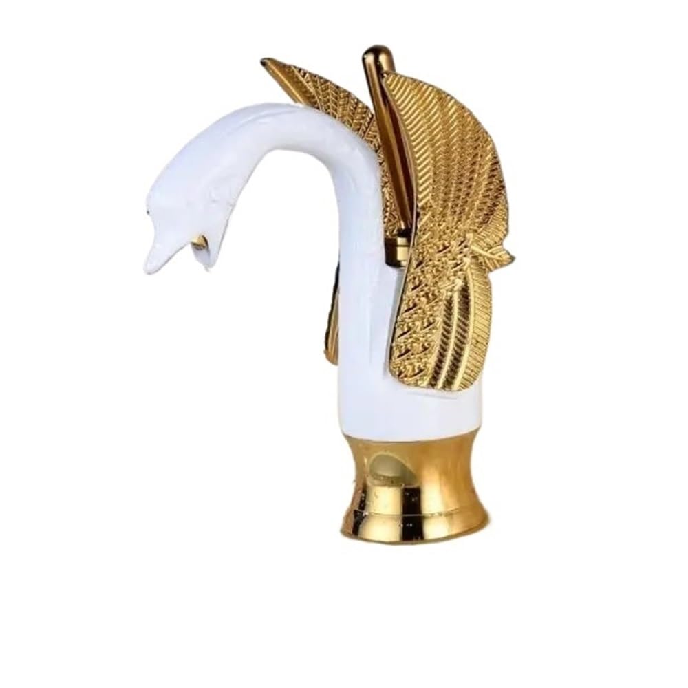 Robinet de lavabo en cuivre anti-calcaire mitigeur blanc or pour hôtel et maison