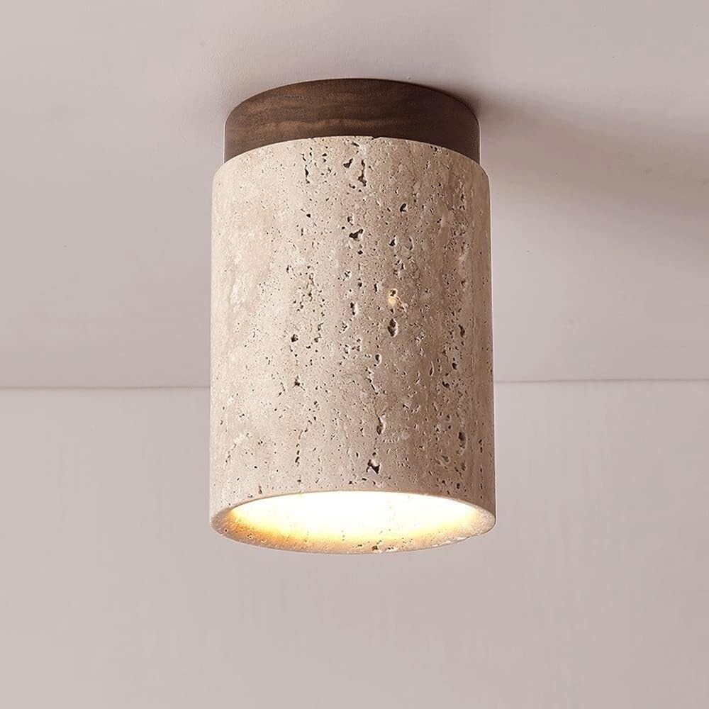 Plafonnier E27 compact en bois pour couloir sombre et entrée