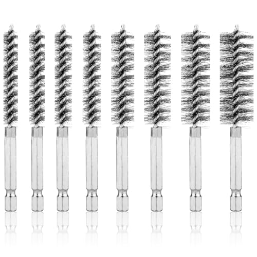 Wire Brushes for Drill - 8 PCS Stainless Steel Drill Brushes Set Wire Bore Brush for Copper Pipe Cleaning, Wire Brush Drill Attachment, 8 Different Sizes