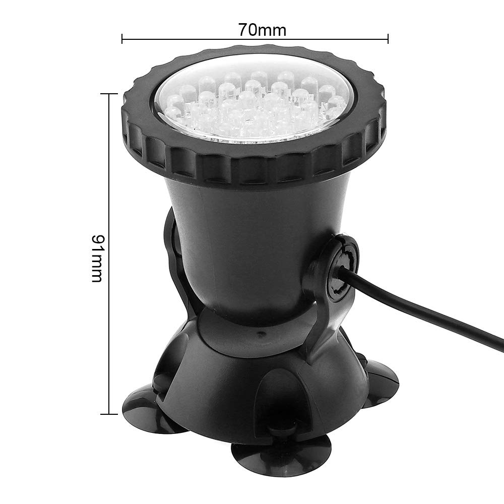 Luz subacuática a prueba de agua RGB que cambia Color 36 foco LED fuente luz pecera piscina estanque acuario lámpara jardín Resistentes Al Agua Seguras(1 Light with remote)