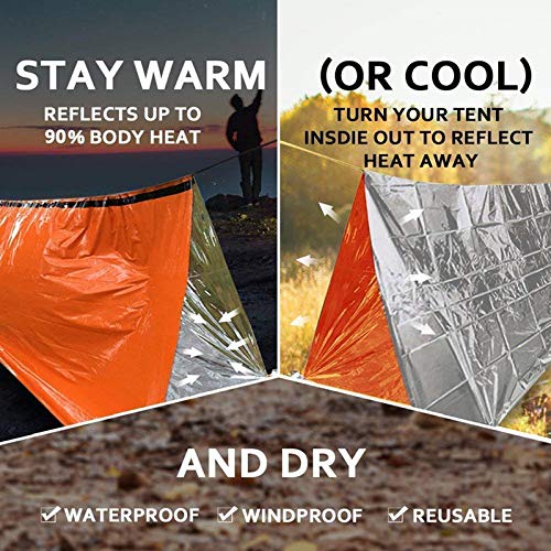 Image of Emergency Thermal Sleeping Bag, Survival Bivvy Sacks Blanket with Whistle, Waterproof Lightweight Survival Shelter Blanket Bag Gear for Outdoor Hiking Camping Advanture Multi