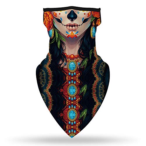 Yayourel Halloween Mask Halloween Masks For Adults Skull Mask Skeleton Bandana Neck Gaiter Face Mask Covering Ear Loop Hole Triangle Bandanas For Men Women Summer Uv Face Scarf Mask Cover For Fishing #TOP1