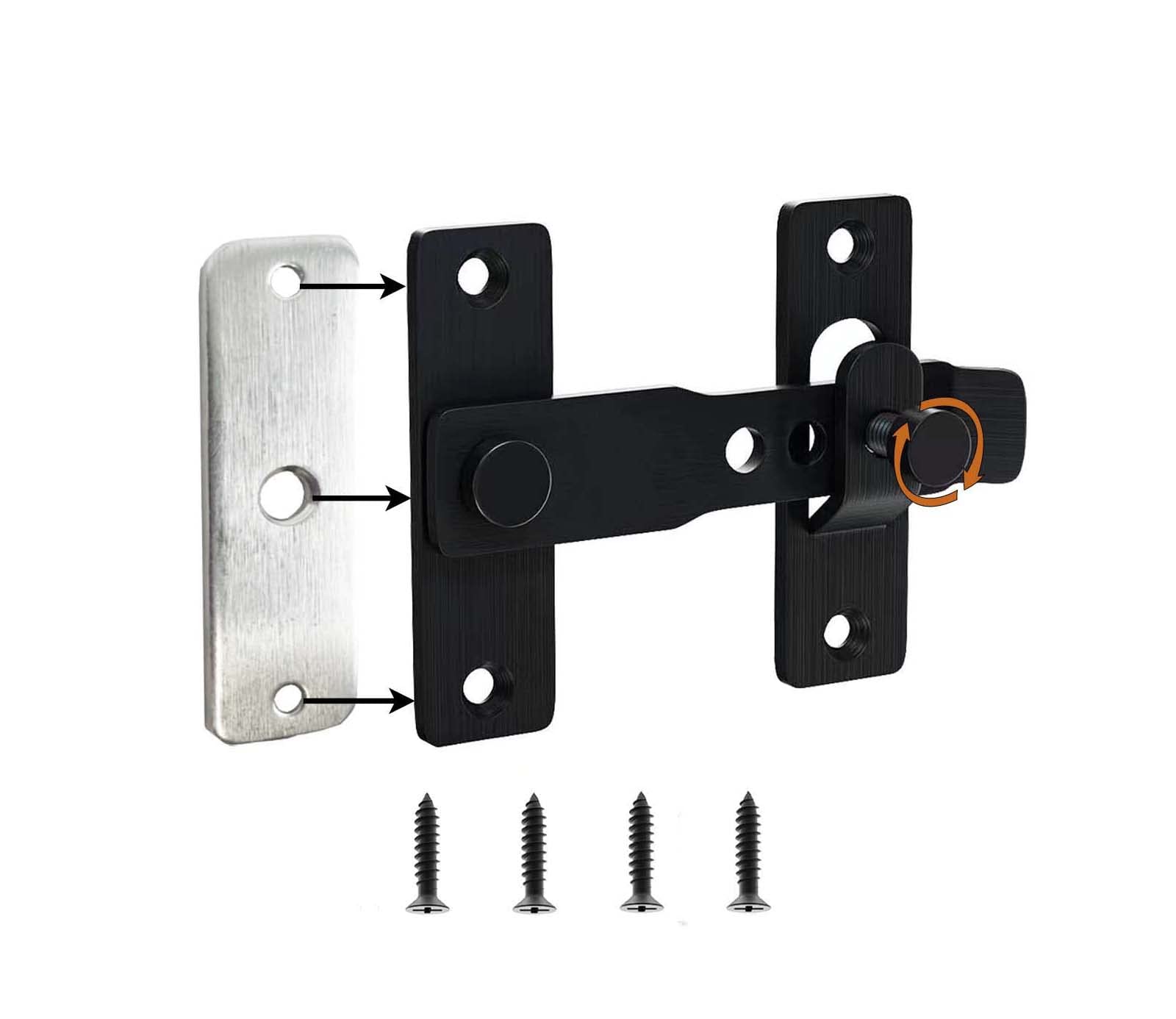 Zaunriegel Türschloss-Hardware, verstellbarer Diebstahlschutz, Zauntürschloss, Scheunentürriegel, Scheunentürschlösser und Riegel (schwarz)