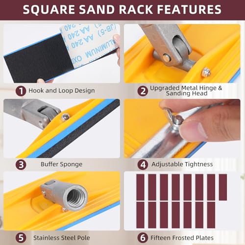Adjustable Manual Pole Sander with 15 Sheets