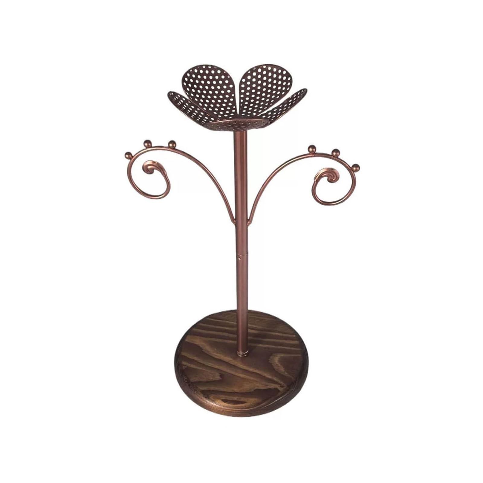 Kp6xLf3gT Jewellery Display Holder Flower Metal Jewelry Display Stand with Wooden Base