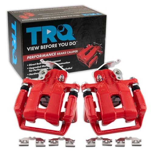 Image of TRQ Performance Rear Brake Caliper Set Painted Red Brackets | For 2009-2014 Acura TSX 2008-2012 Honda Accord