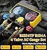 R1234YF R134A AC Gauge Set 4 Valve Manifold HVAC Gauges with Hoses Compatible with R1234YF R404a R134a System Air Conditioner Recharge Kit #1