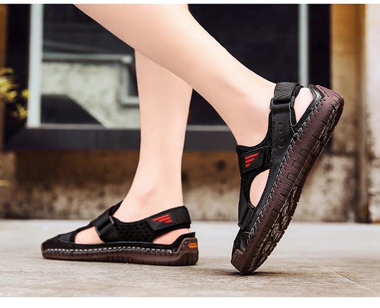 Mens Leather Closed Toe Sandals Outdoor Summer Anti Slip Beach Shoes Breathable Lightweight For Hiking Walking Wading Sports4