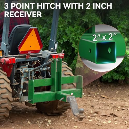 Image of YITAMOTOR 3 Point Quick Hitch with 2 inch Receiver for Category 1, 3 Pt Tractor Trailer Hitch Drawbar Adapter Attachments with Suitcase Weight Brackets
