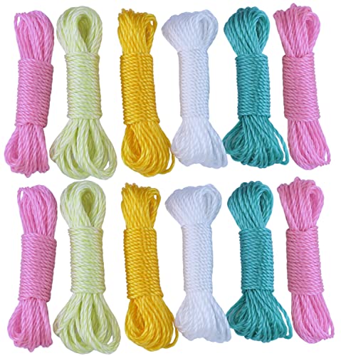 AERZETIX - C18608 - Juego de 12 bobinas de Cuerdas para Tender la Ropa Hilo retorcido 2.5mm x 10 Metros - tendedero/Cordel - en Nylon