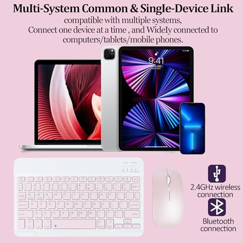Combo de teclado y ratón rosa periféricos inalámbricos para pc portátil 5