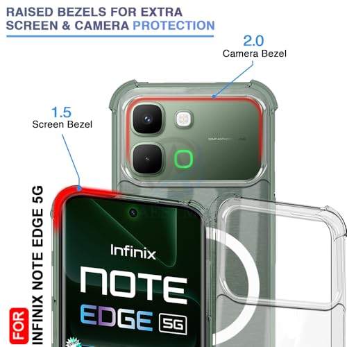 Image of AESTMO Clear Back Cover for Infinix Note Edge 5G | 360 Protection | Transparent Back Cover for Infinix Note Edge 5G (PC + TPU, Compatible with MagSafe Accessories, Transparent Bumper)