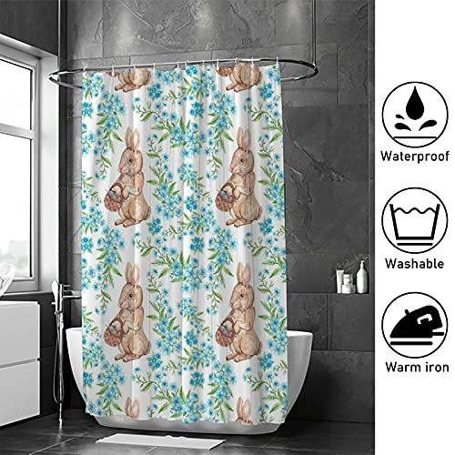 Rideau de douche anti-odeur motif Pâques bleu polyester lavable 183x183