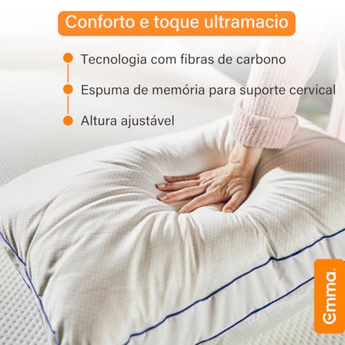 Travesseiro Emma Original - Tecnologia Antiestresse, Altura Ajustável - 50x70cm