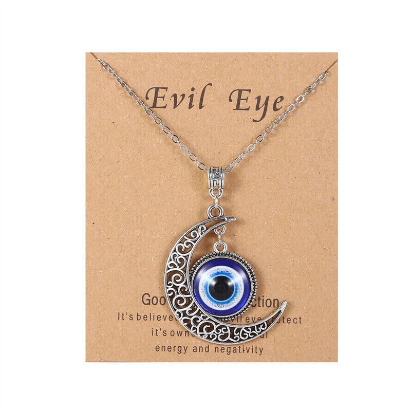 El Regalo 1 PC Evil Eye Hamsa Hand Unisex Pendant Necklace for Men & Women- Fancy Evil Eye Nazar Amulet (Crescent Moon Evil Eye) (B0CXTFDDP8) Amazon Price History, Amazon Price Tracker