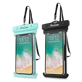ProCase Universal Waterproof Case Cellphone Dry Bag Pouch for iPhone 13 Pro Max 13 Mini, 12 11 Pro Max Xs Max XR XS X 8 7 6S Plus SE, Galaxy S20 Ultra S10 S9 S8/Note 10 9 up to 7″ -2 Pack, Green/Black