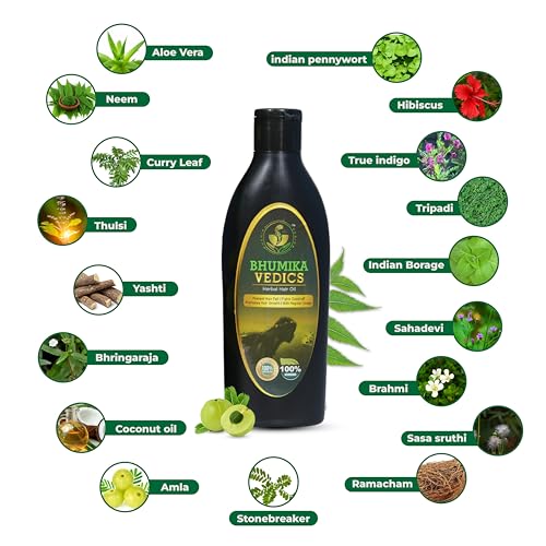 Bhumika Vedics Herbal Hair Oil For Men & Women | Promotes Hair Growth & Reduces Hair Fall | With Indigofera,Aloe vera,Neem, Amla, Bhringraj and Coconut Oil 200 ml - Image 4