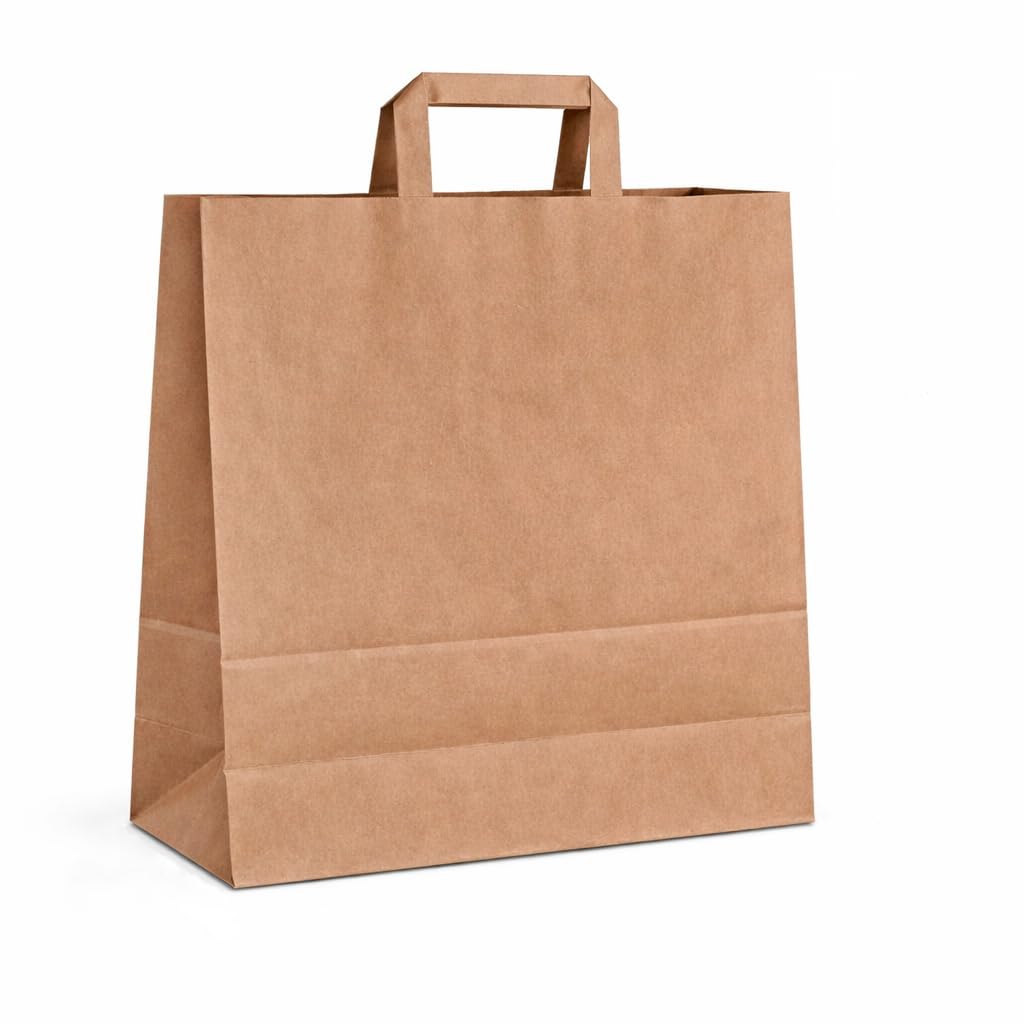 150 Papiertüten Braun mit Henkel 45+17x47cm – Papiertragetaschen und Papiertaschen mit Henkel aus stabilem Kraftpapier