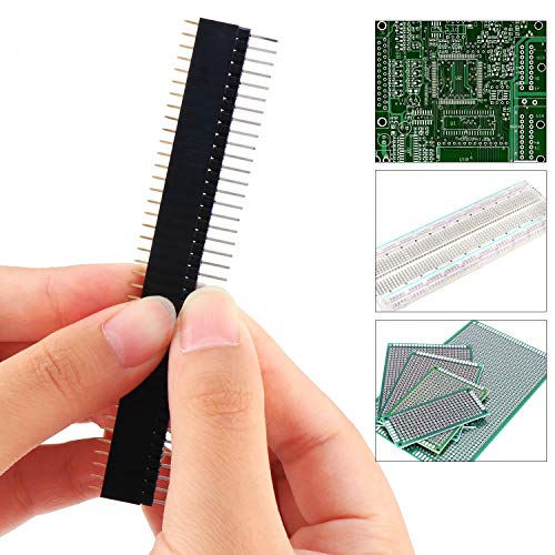 Aussel 40 Stück 2.54mm Breakaway Platine 40Pin Stecker und Buchsenleiste für Arduino Shield (PIN-2 40PCS)