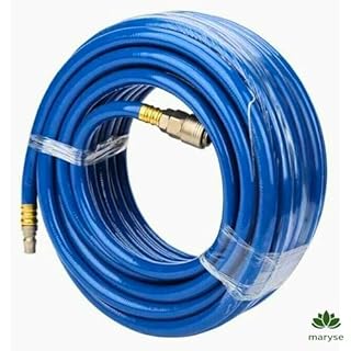 Maryse Tubo Aria Compressa 15 Metri in PVC Rinforzato Blu con Attacchi Rapidi – Flessibile Antitorsione 300 PSI – Ø Interno 10 mm Ø Esterno 15 mm – Per Compressore Aria, Officina e Fai da Te