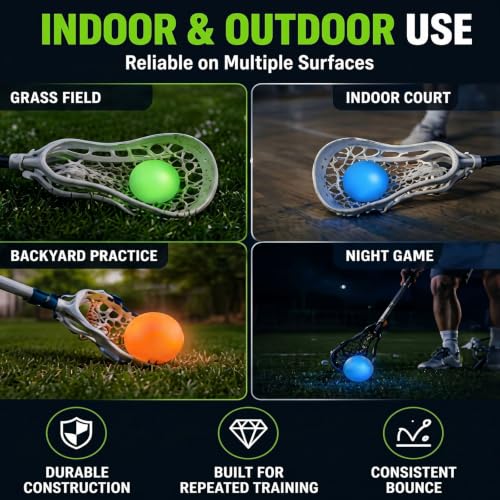 Vinsot 12 Pack Glow in The Dark Lacrosse Balls & Hockey Puck, Light up Game Ball for Backyard Indoor Outdoor Party Entertainment, Bulk Play Balls for Night Activities (Orange,Blue,Green,Round) by Vinsot - Image 9