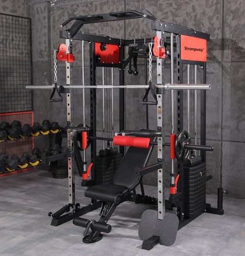 Strongway® Multi Gym Smith Machine with Weights 177KG Weight Stack Included - Multifunction Home Gym Dual Cable Pulley Dip Station Pull Up Bar Strength Training - Image 2