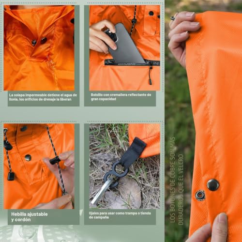 Chubasquero impermeable y ligero Andake transformable en toldo exterior 4