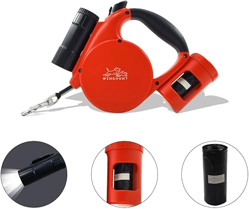 Miniatura 3 de Correa retráctil para perro de 360 sin enredos con linterna, dispensador y bolsa de excrementos, cinta de nailon resistente para perros pequeños,