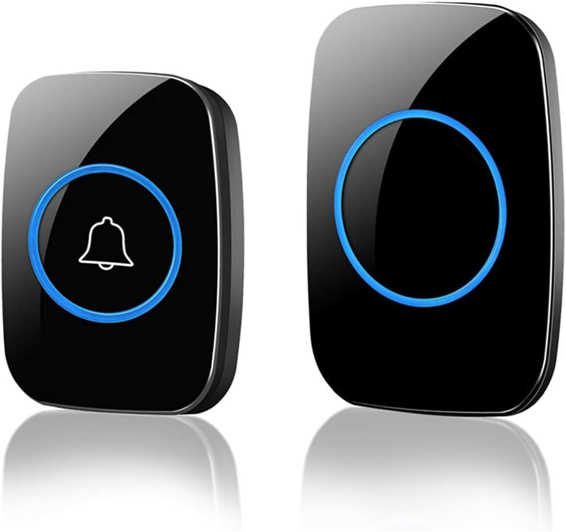 Wireless Doorbell, 1 Transmitter and 1 Receiver, Waterproof Doorbell Adjustable Volume Range to 300 m with 36 Melodies, 4 Volume Levels, LED Indicator, (1 Transmitter and 1 Receiver)