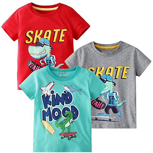 Camiseta de verano de manga corta cuello redondo de algodón casual gráfico de dibujos animados Tops camiseta 3 paquetes conjuntos Cover