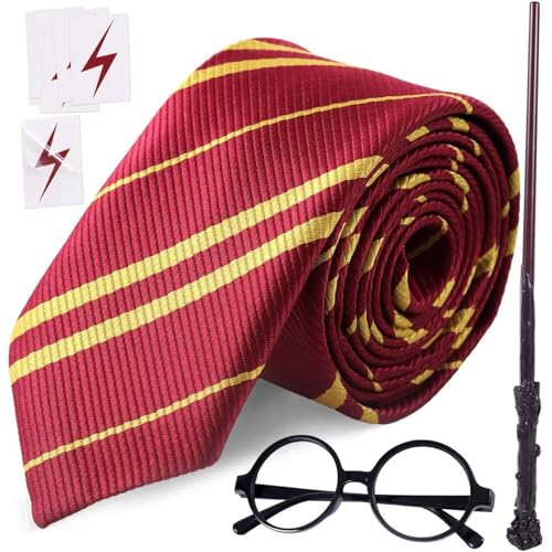 TINVSKQQKJ Halloween Wizard Costume Accessories Set Wizard Wand and Tie and Glasses Magic Novelty