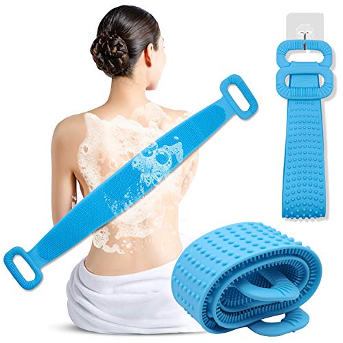 Back Scrubber for Shower, ALLYAG Extended Length Silicone Body Scrubber, Exfoliating Brush with Food Grade Silicone Material, Double Sides Design, Deep Clean, Long Lasting and Super Soft for Women Men