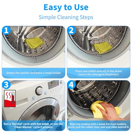 Washing Machine Cleaner Deep Clean Tablets - 24 Pack for Year-Round Deep Clean, Suitable for HE, Top Load & Front Load Washer Cleaner, Removes Odor, Grime & Build-Up, Septic Safe, Eco-Friendly - Image 6