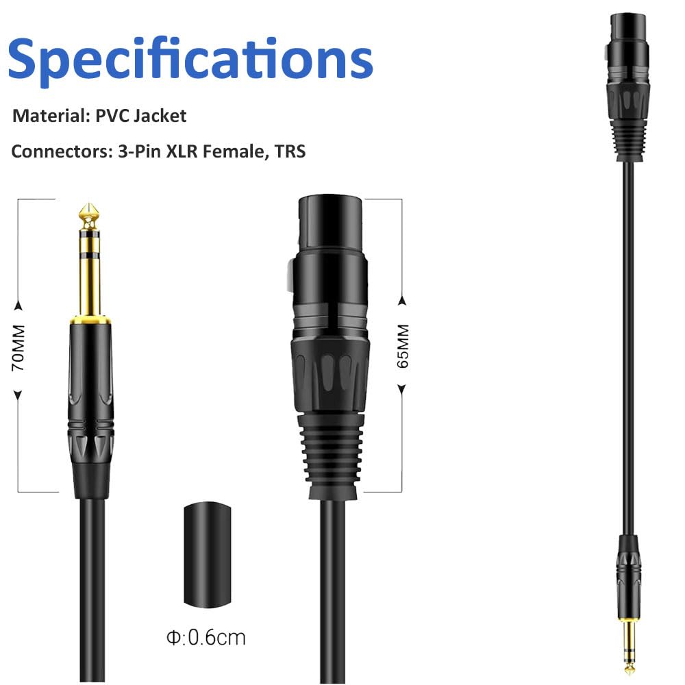 6,35 mm (1/10,2 cm) wtyczka na wtyczkę niesymetryczny kabel gitarowy