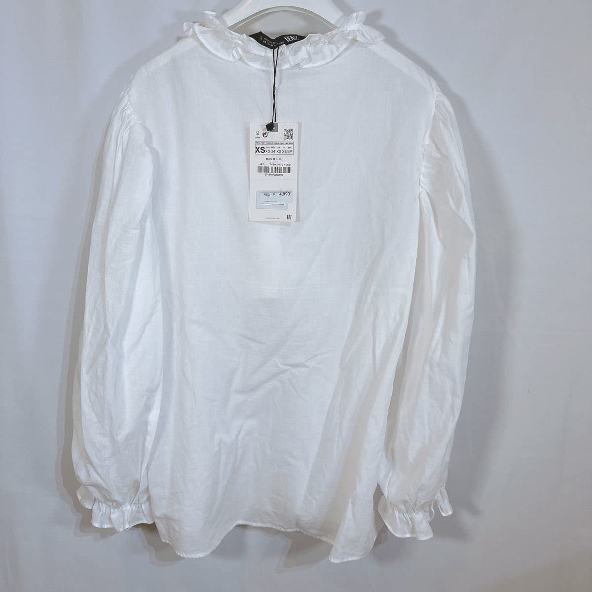 Amazon.co.jp: ZARA ザラ ビジューフリルポプリンシャツ XSサイズ