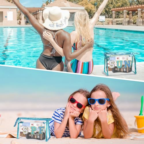 Image of COSHAYSOO Sunscreen Bag Clear Makeup Toiletry Pouch Beach Vacation Essentials for Women Teen Girls Trip Gifts Summer Pool Travel Must Have Accessories Waterproof Stuff