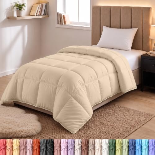 Image of Utopia Bedding Duvet Insert, Twin Comforter 64 x 88 Inches, Beige