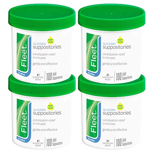 Fleet Laxative Glycerin Suppositories for Adult Constipation Relief, 100 Count, 4 Pack