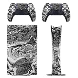 Black and White Acrylic Paints Compatible with PS5 Slim Console Skin and Controller Skins Set Full Skin Sticker Cover Compatible with PS5 Digital Edition