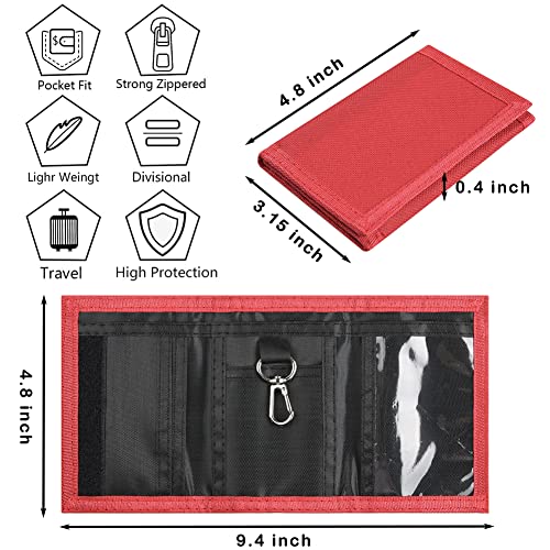 Image of Kids Wallet for Boys Girls Teens Trifold, Canvas Toddler Wallet for Boys, Cute Zipper Wallets Youth with Coin Pocket Card Holders, Novelty Wallets for Childrens Birthday Gifts, Red, 0.4 x 3.15