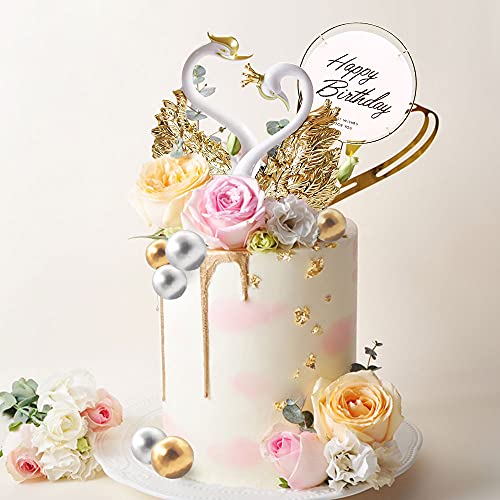 Jevenis Swan Birthday Cake Topper Swan Birthday Cake Decorations Swan Birthday Decorations Swan Birthday Party Supplies Swan Birthday Cake Topper #TOP1