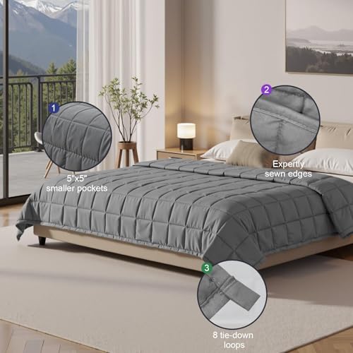 Image of Weighted Blanket 10lbs 48 inchx72 inch, Cooling Heavy Twin for 80-120lbs | Premium Glass Beads, Soft Breathable Fabric for All-Season Sleeping Comfort, for 80-120lbs Persons, Grey