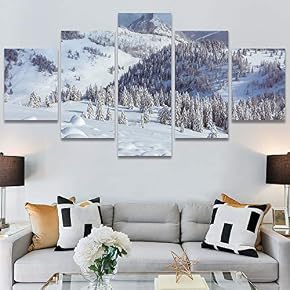 SIGNWIN 5 Panel Canvas Wall Art Mountainscape for...