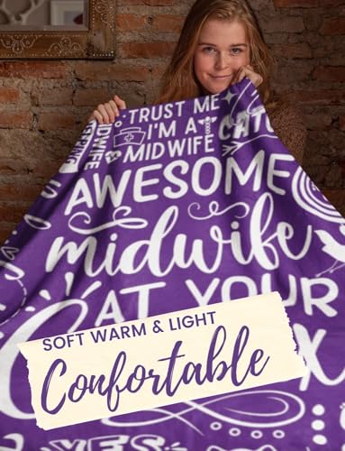 Image of Huglanket Midwife Gifts, Midwife Blanket for OB Nurses, Obstetrician-Gynecologist, Pediatricians, Coworkers from Pregnant Women, 65 x 50 Inches