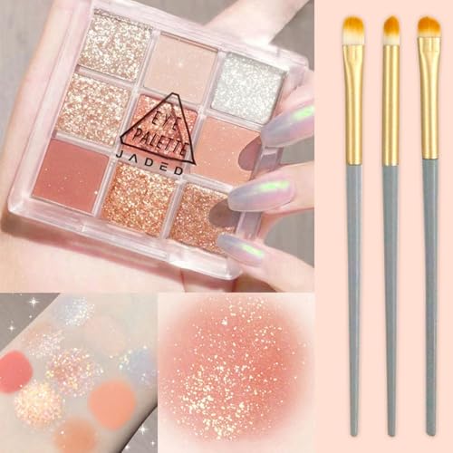Palette Maquillage Yeux 9 Couleurs Fard a Paupiere Paillette avec 3 Pinceaux à Paupières Pailleté Palette de Maquillage Durable Palette de Maquillage Étanche pour Filles et Femmes Palette Maquillage Yeux 9 Couleurs Fard a Paupiere Paillette avec 3 Pinceaux à Paupières Pailleté Palette de Maquillage Durable Palette de Maquillage Étanche pour Filles et Femmes
